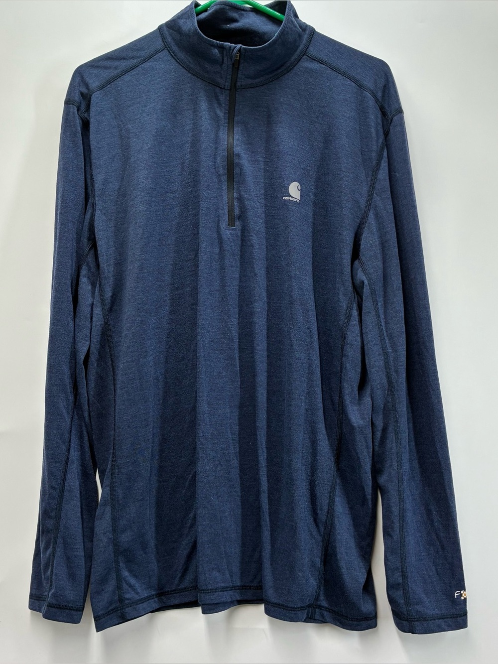 Carhartt Mens Large Extremes Force Quarter Zip Long Sleeve Shirt Navy Blue